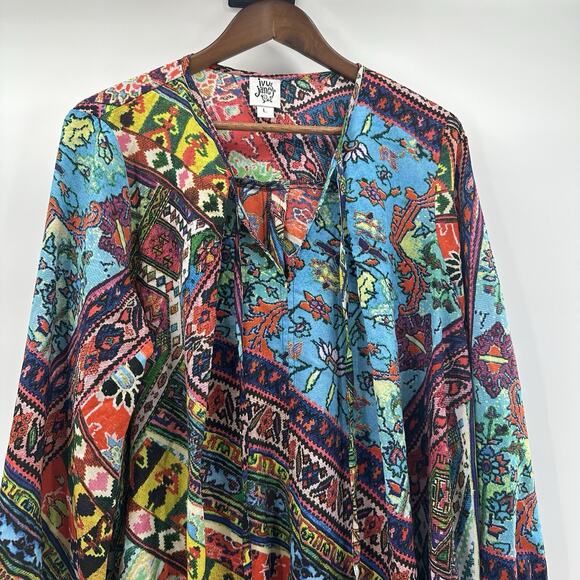 Ivy Jane Blouse Womens Large Multicolor Flowy Boxy Boho Peasant Tunic - Picture 3 of 10